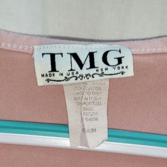 TMG New York Blush Pink Tie-Front Short Sleeve Blouse Size Medium - Picture 3 of 4
